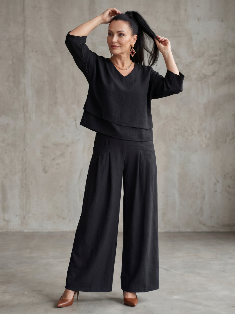 Brenda | Layered Top Wide Leg Set