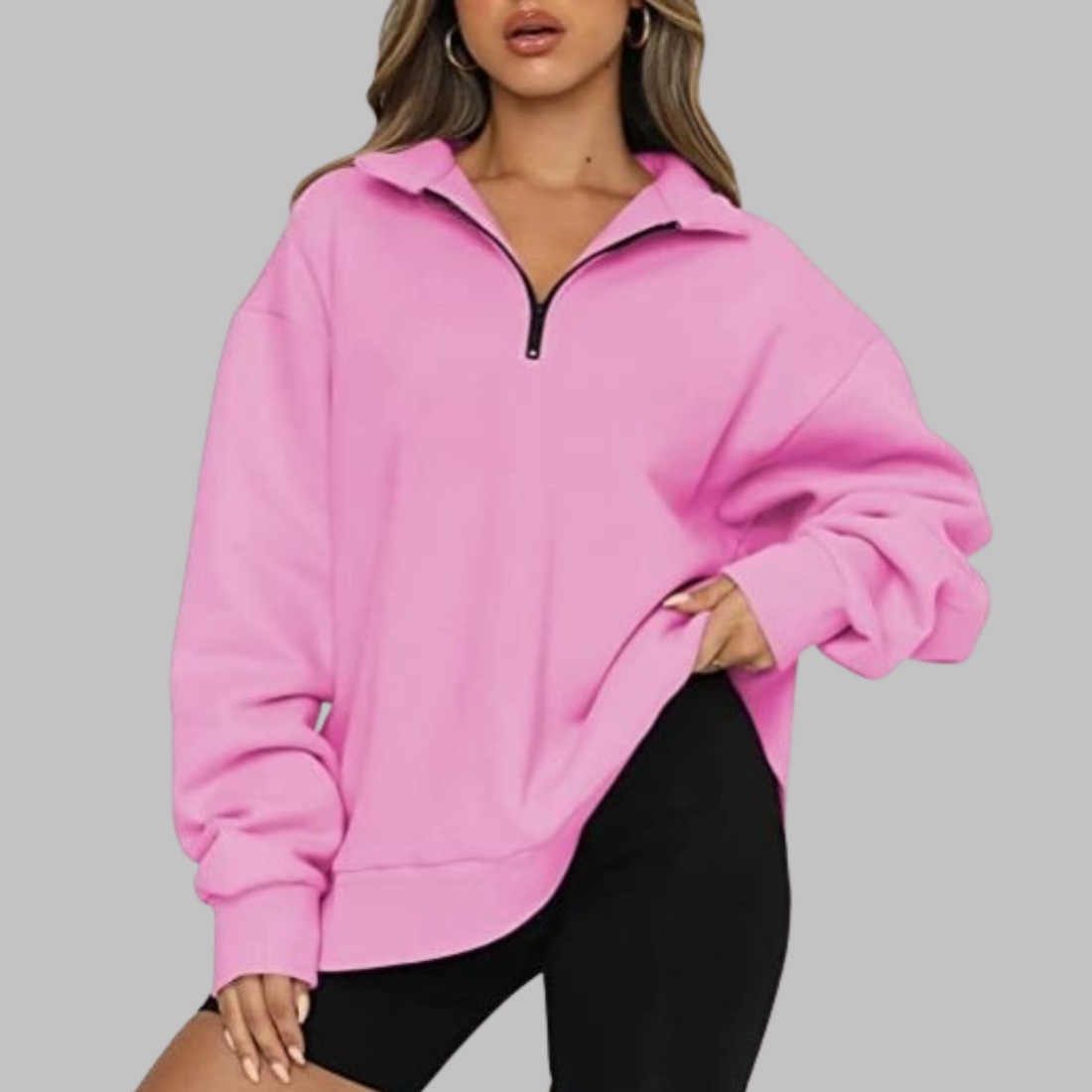 Mary | Casual Oversized Half Zip Long Sleeve Sweatshirt