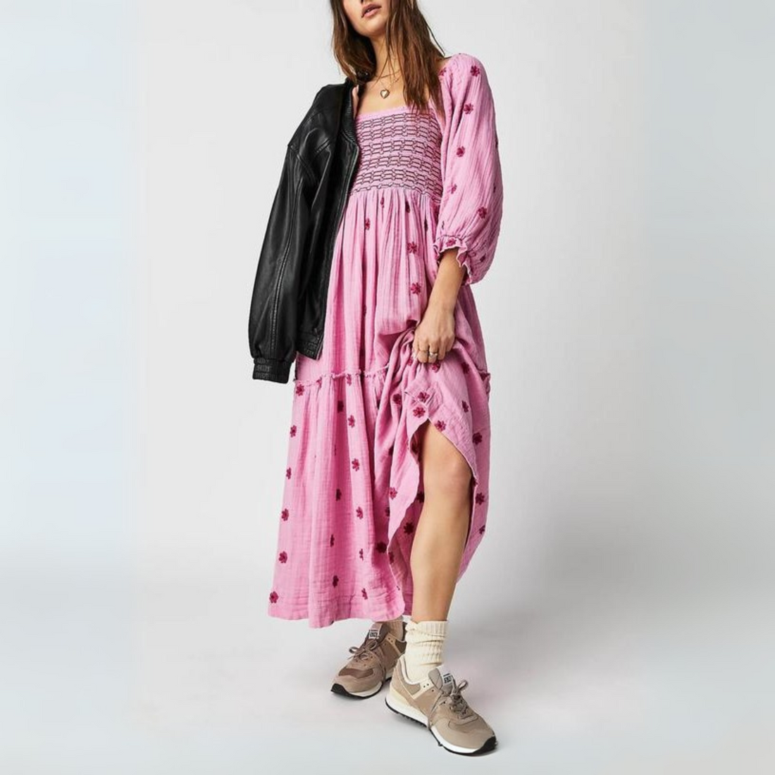 Hannah | Comfy Floral Lantern Sleeve Square Neck Maxi Dress