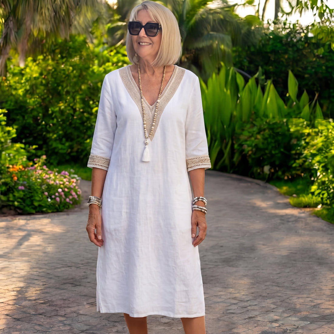 Colette | Elegant V-Neck Midi Dress