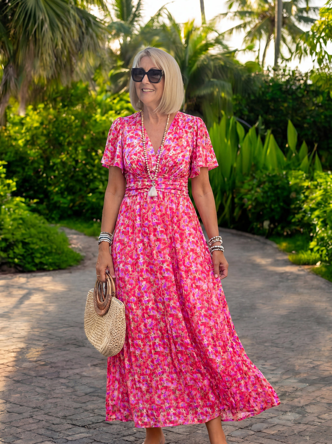 Emmeline | Floral V-Neck Midi Dress
