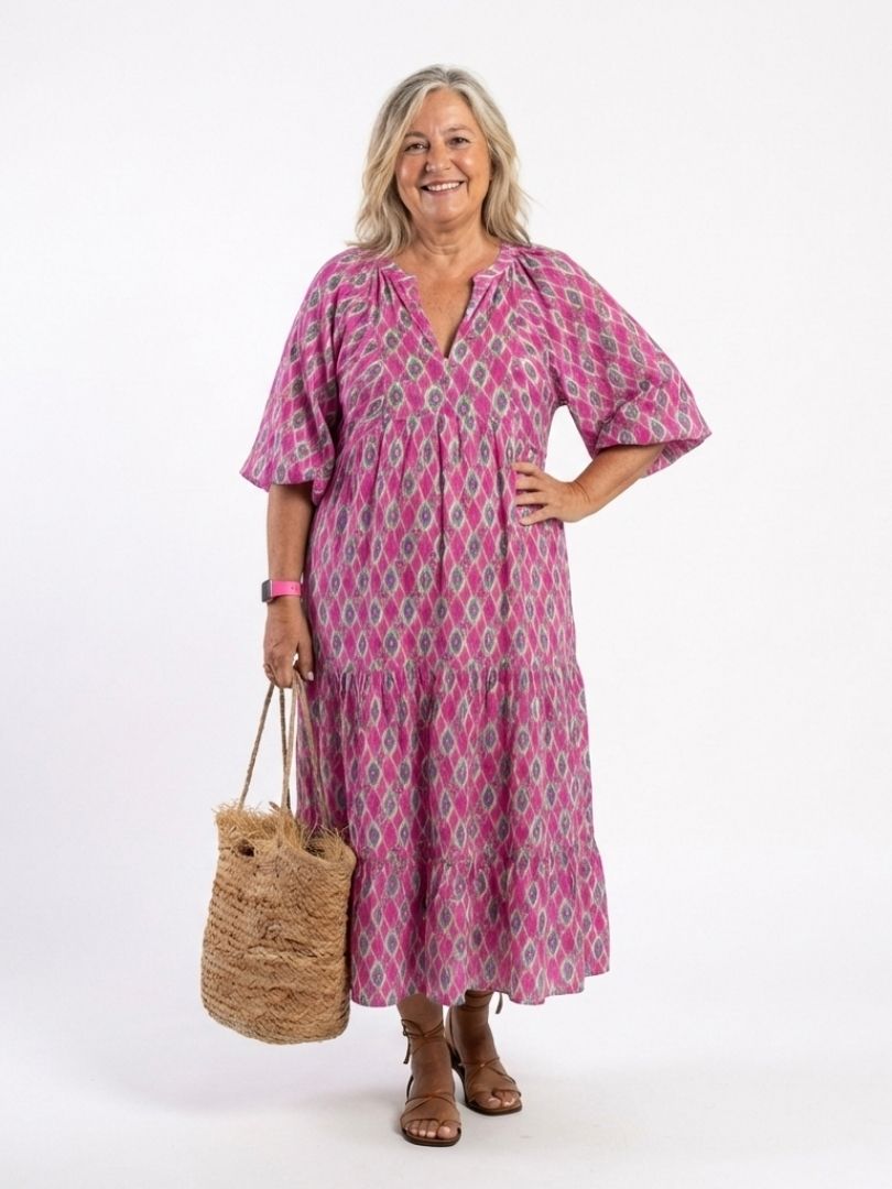 Sarah | Elegant Patterned Midi Dress