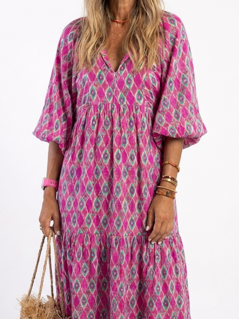 Sarah | Elegant Patterned Midi Dress