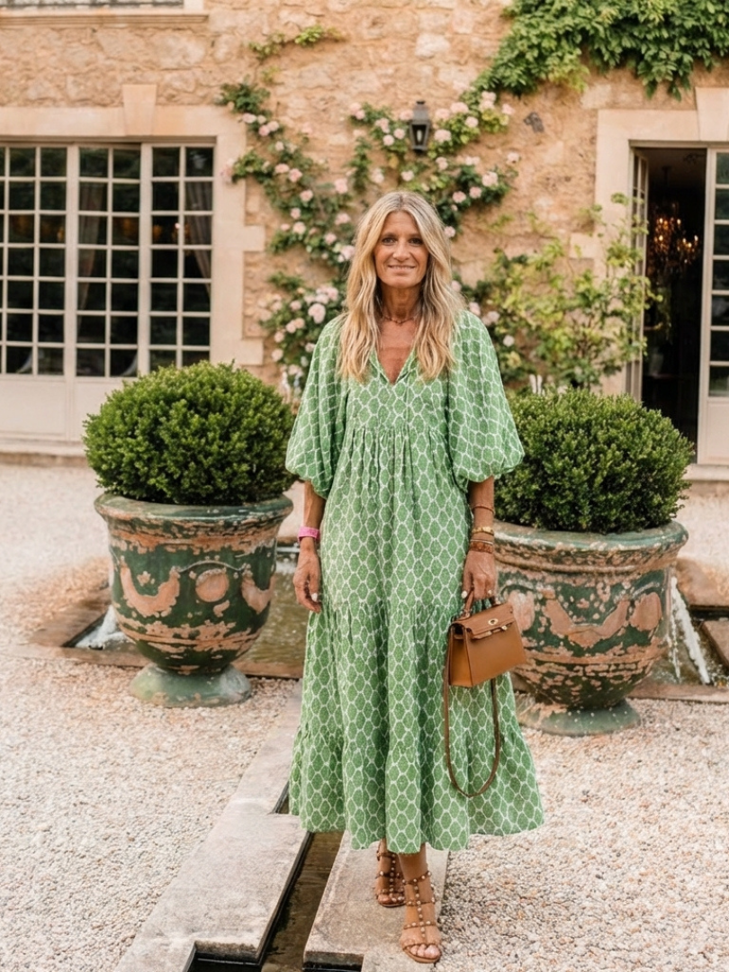 Sarah | Elegant Patterned Midi Dress