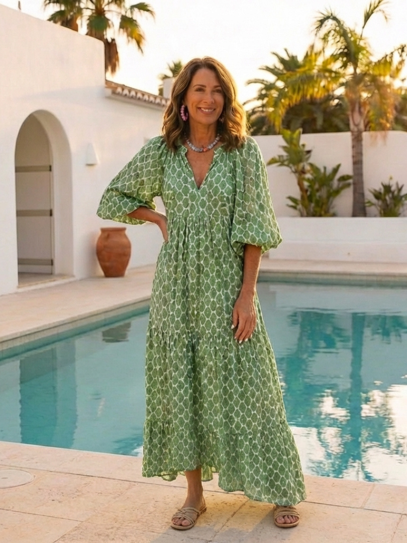 Sarah | Elegant Patterned Midi Dress