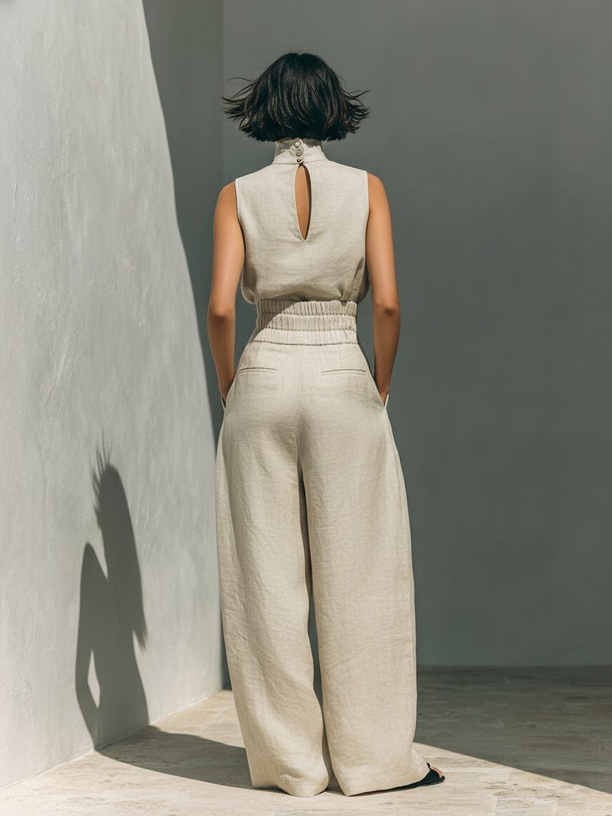Evelyn | Wide Leg High Neck Jumpsuit