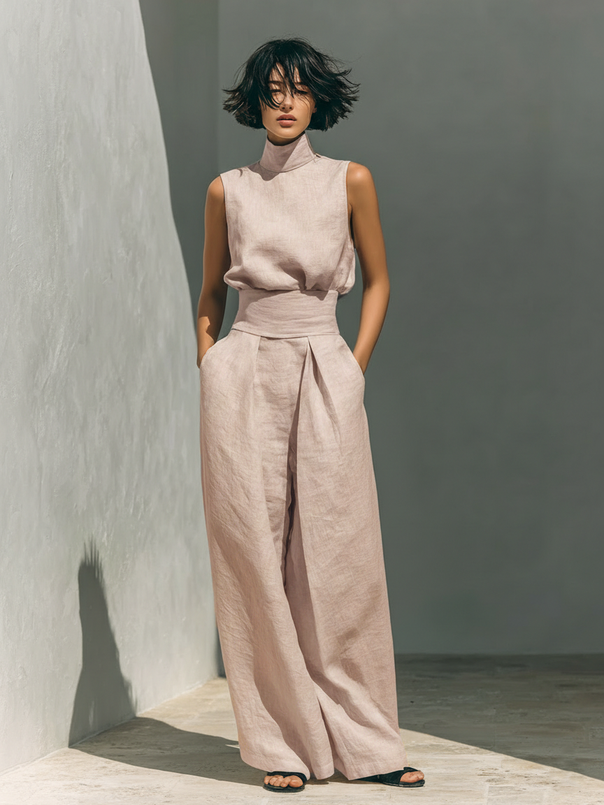 Evelyn | Wide Leg High Neck Jumpsuit
