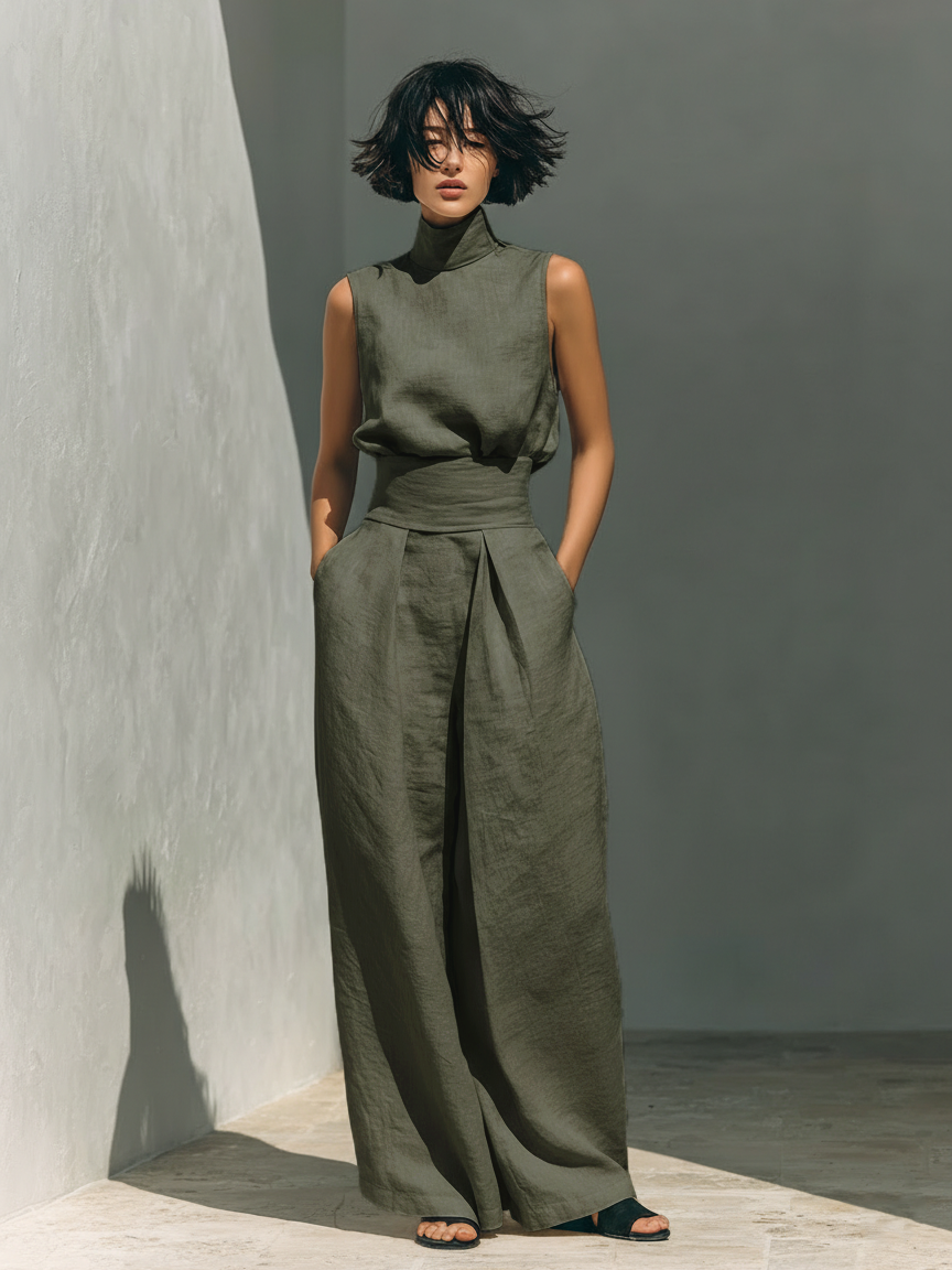 Evelyn | Wide Leg High Neck Jumpsuit