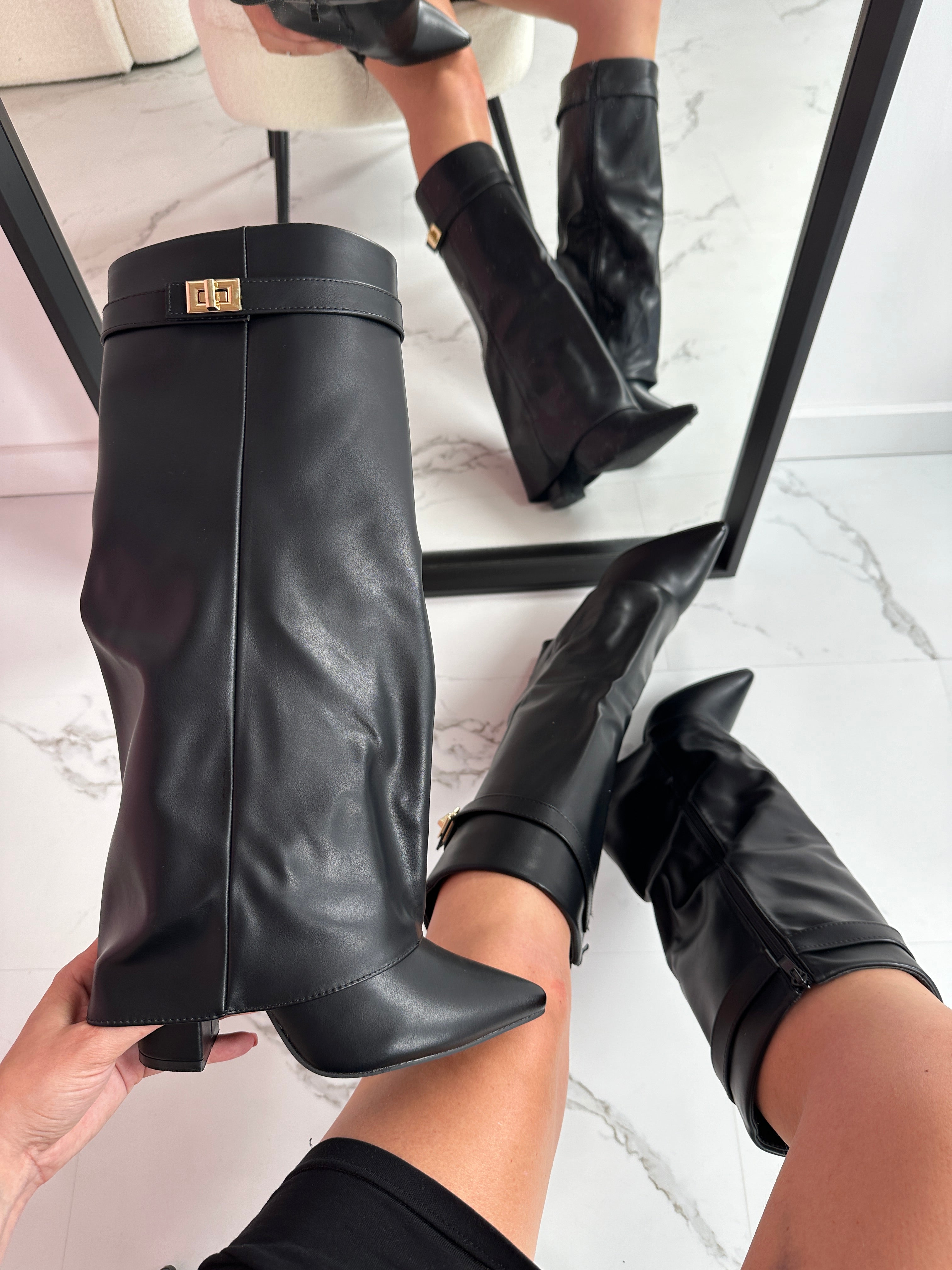 Serena | Black Leather Boots