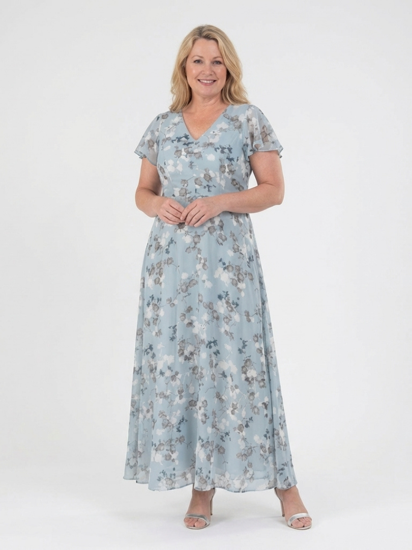 Violet | Floral Chiffon Maxi Dress