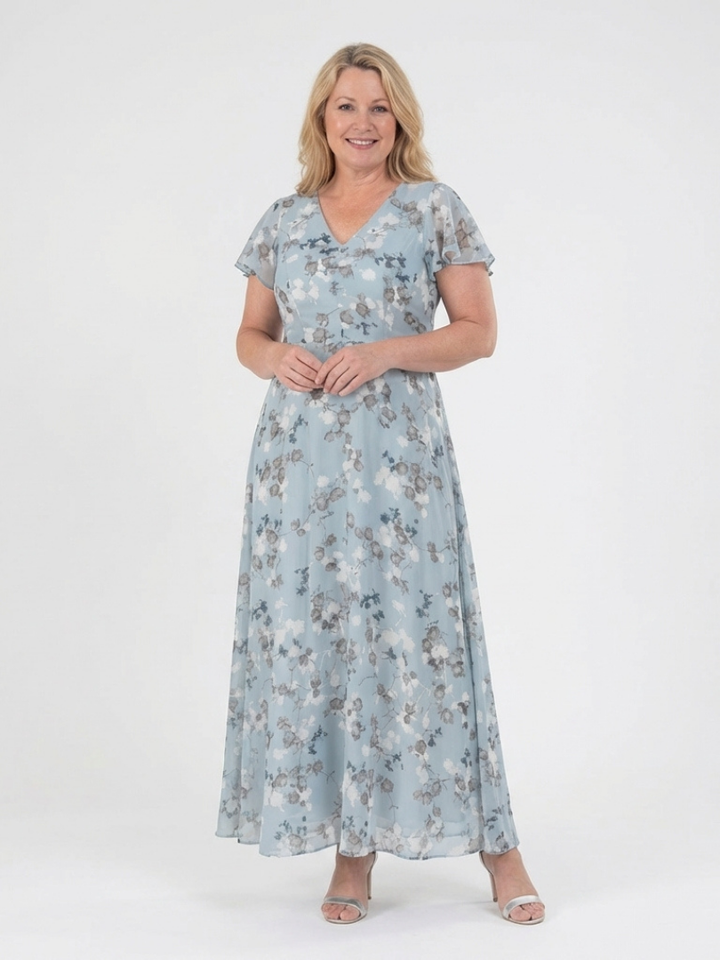 Violet | Floral Chiffon Maxi Dress