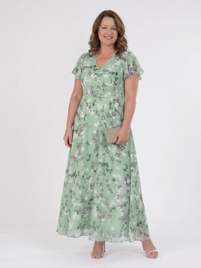 Violet | Floral Chiffon Maxi Dress