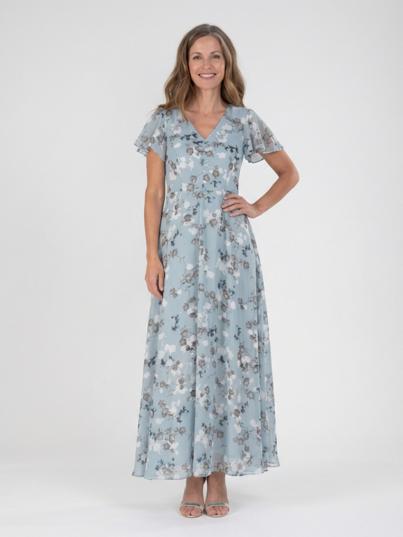 Violet | Floral Chiffon Maxi Dress