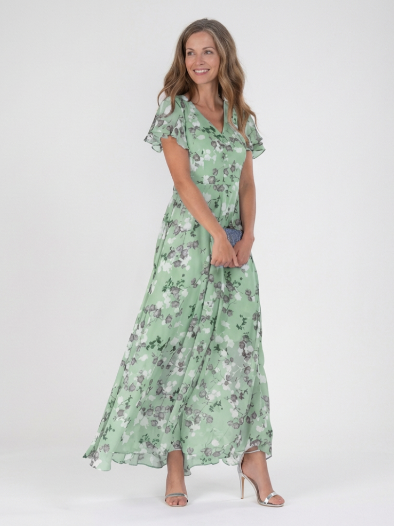 Violet | Floral Chiffon Maxi Dress
