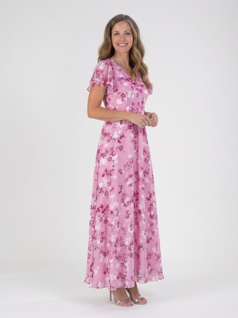 Violet | Floral Chiffon Maxi Dress