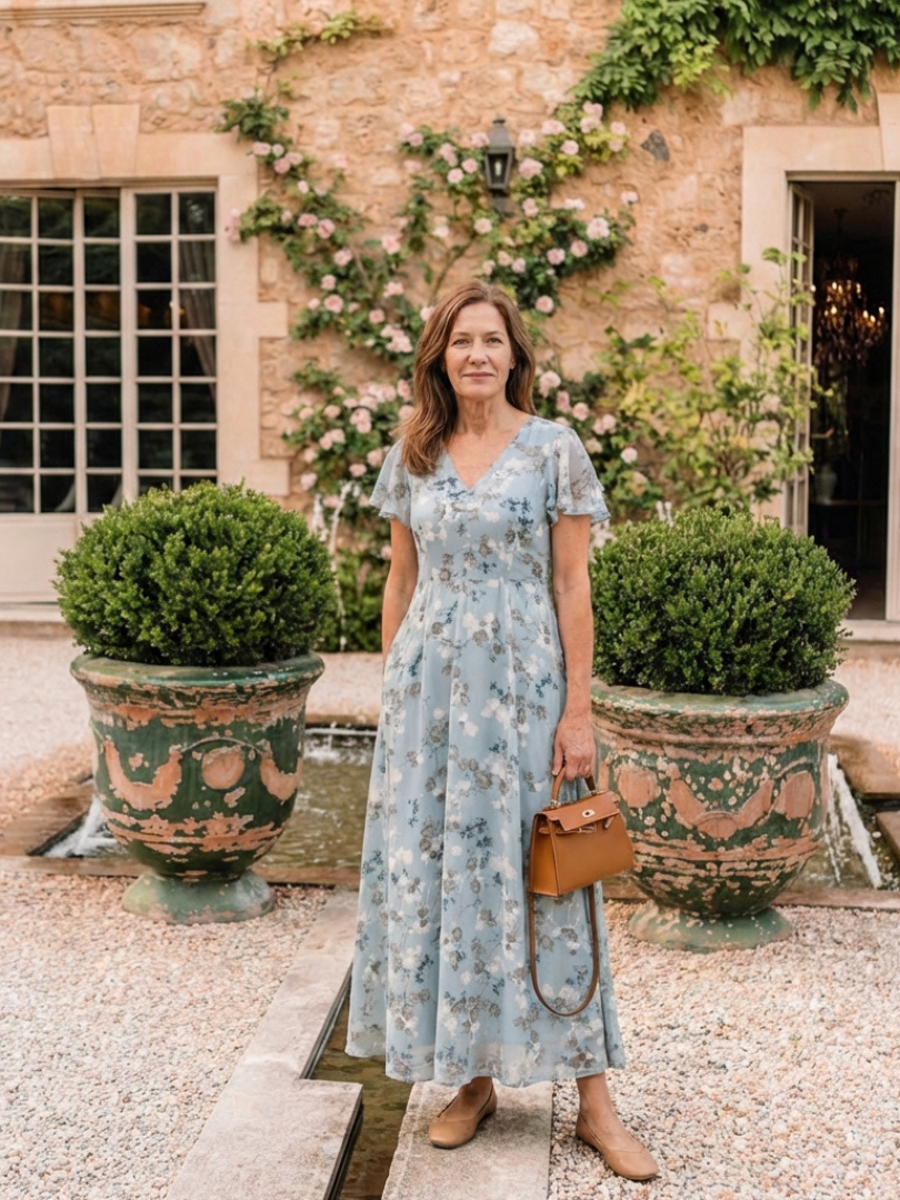 Violet | Floral Chiffon Maxi Dress