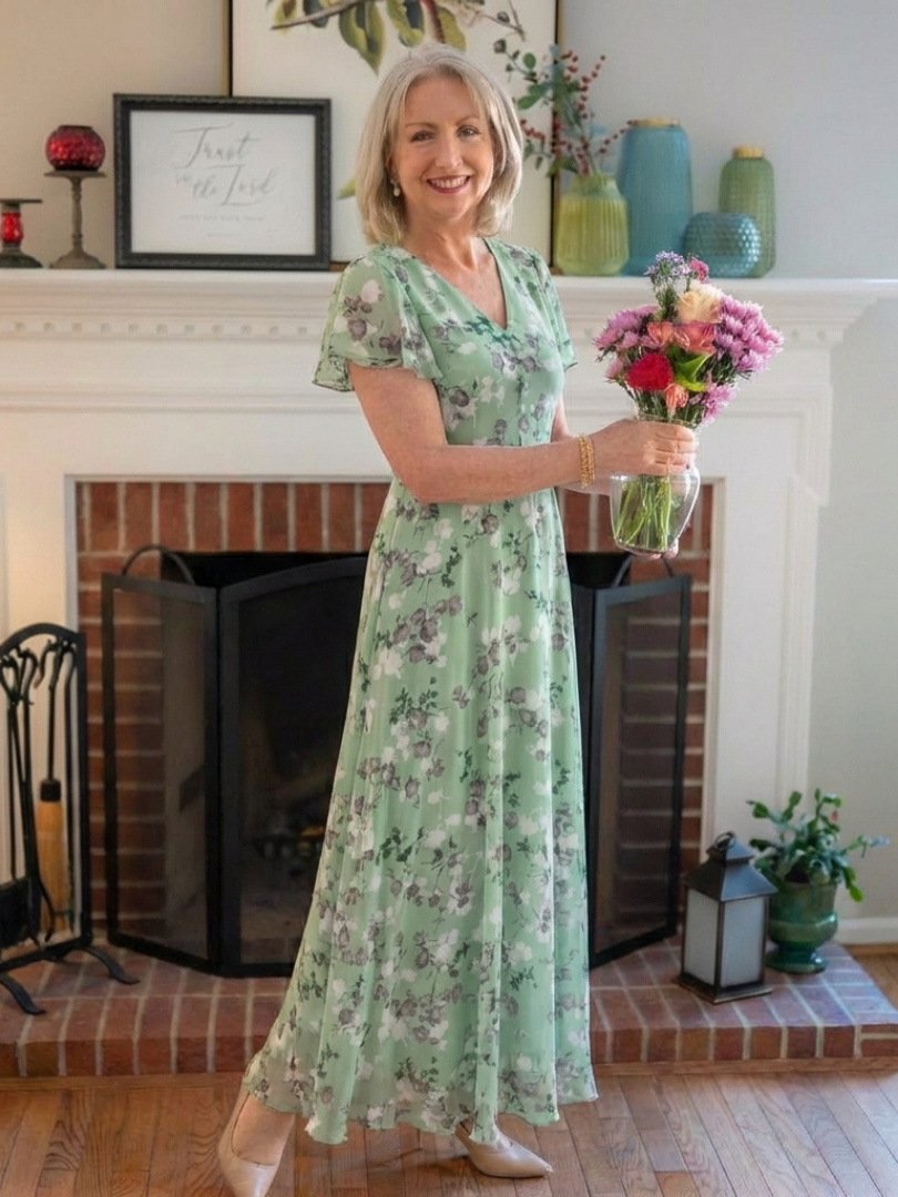 Violet | Floral Chiffon Maxi Dress