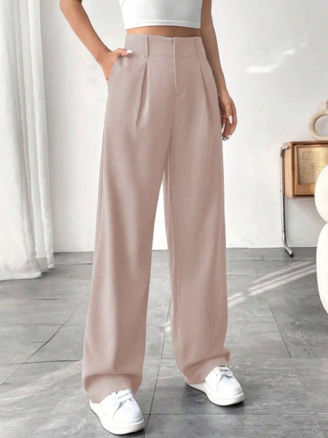 Anna | Elegant Pleated Wide-Leg Office Trouser