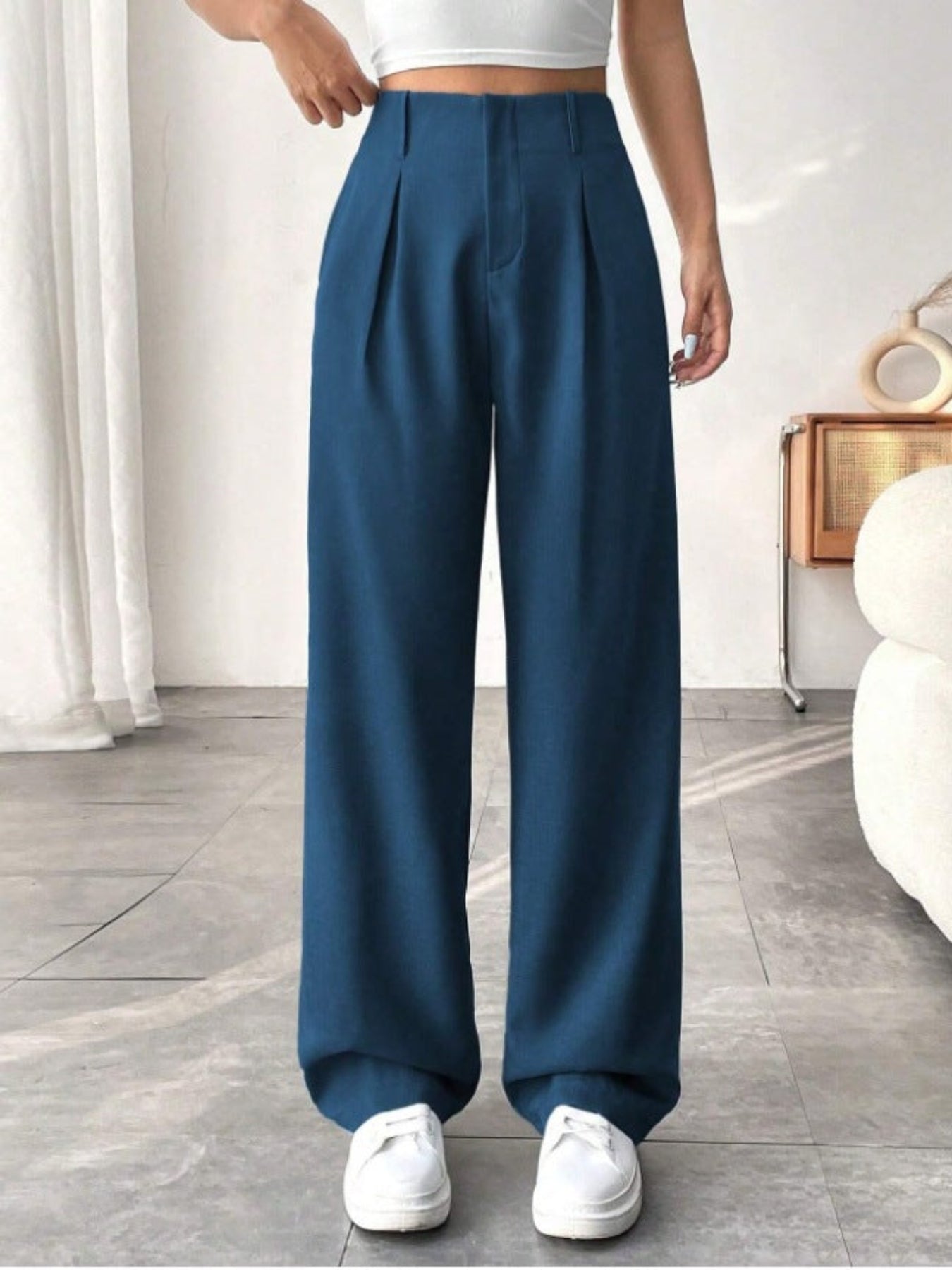Anna | Elegant Pleated Wide-Leg Office Trouser
