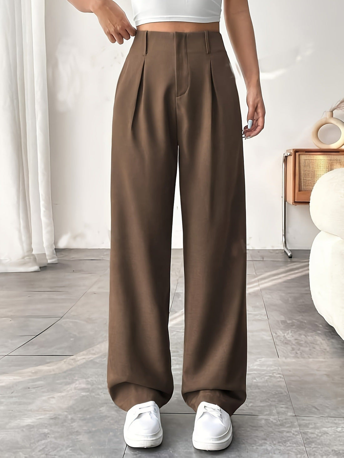 Anna | Elegant Pleated Wide-Leg Office Trouser
