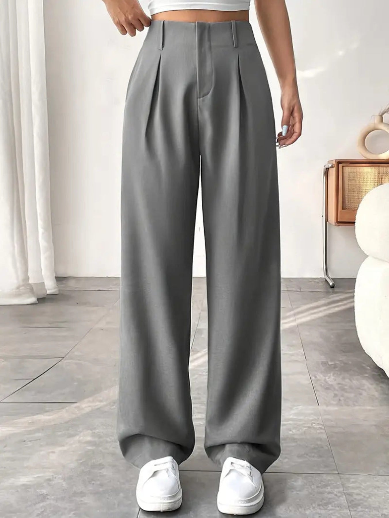 Anna | Elegant Pleated Wide-Leg Office Trouser