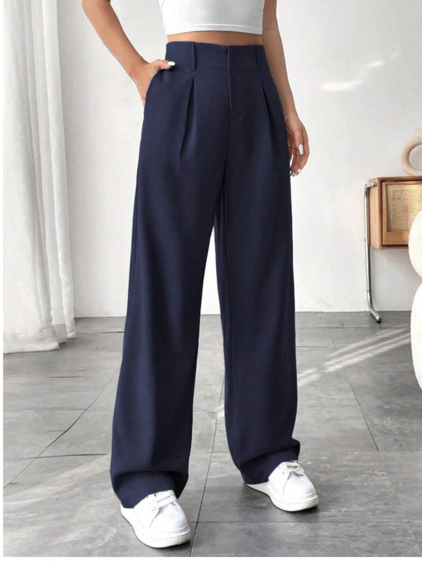 Anna | Elegant Pleated Wide-Leg Office Trouser