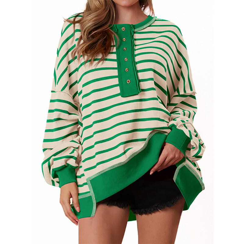 Leslie | Casual Oversized Striped Long Sleeve Sweatshirt
