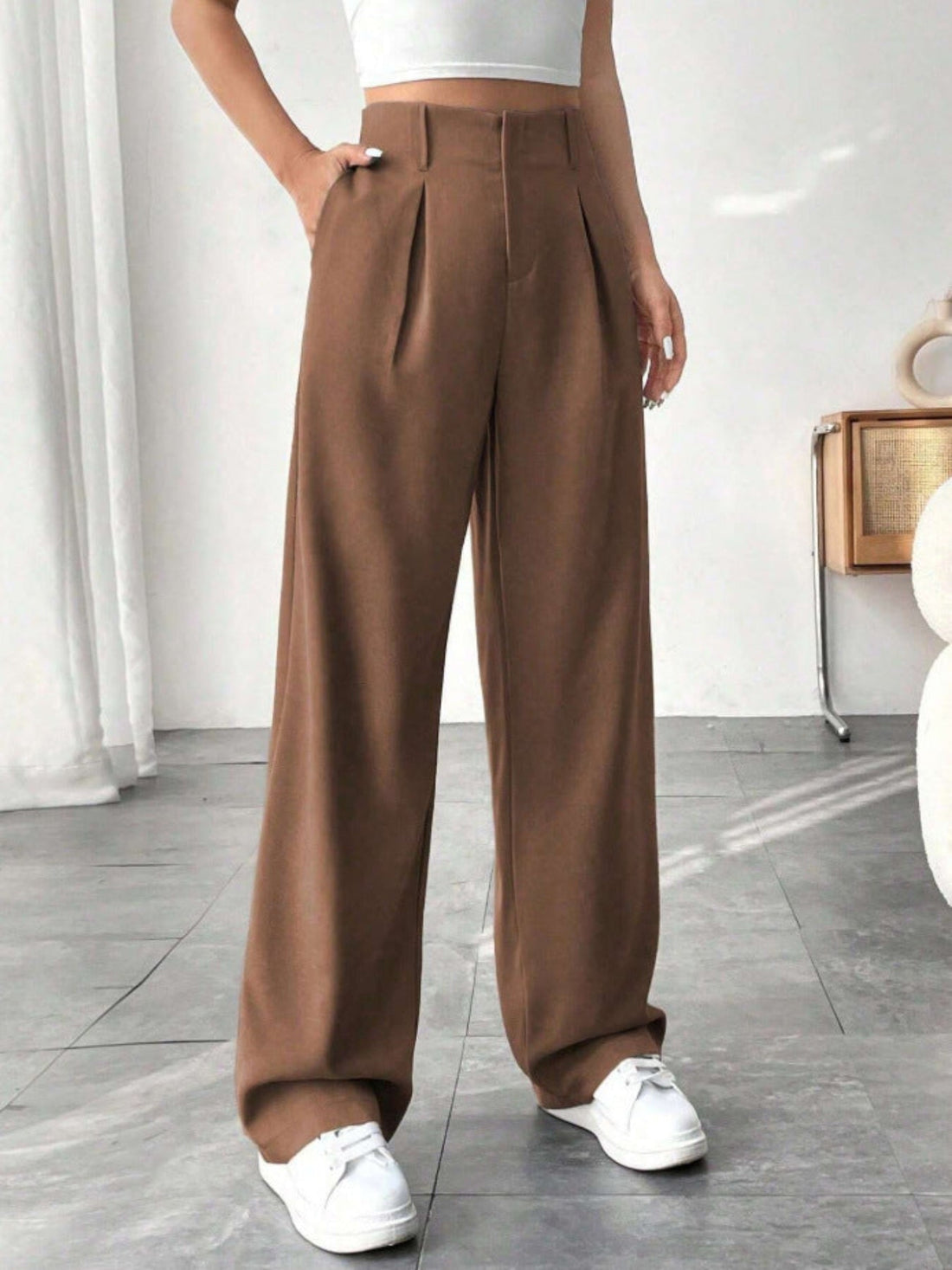 Anna | Elegant Pleated Wide-Leg Office Trouser