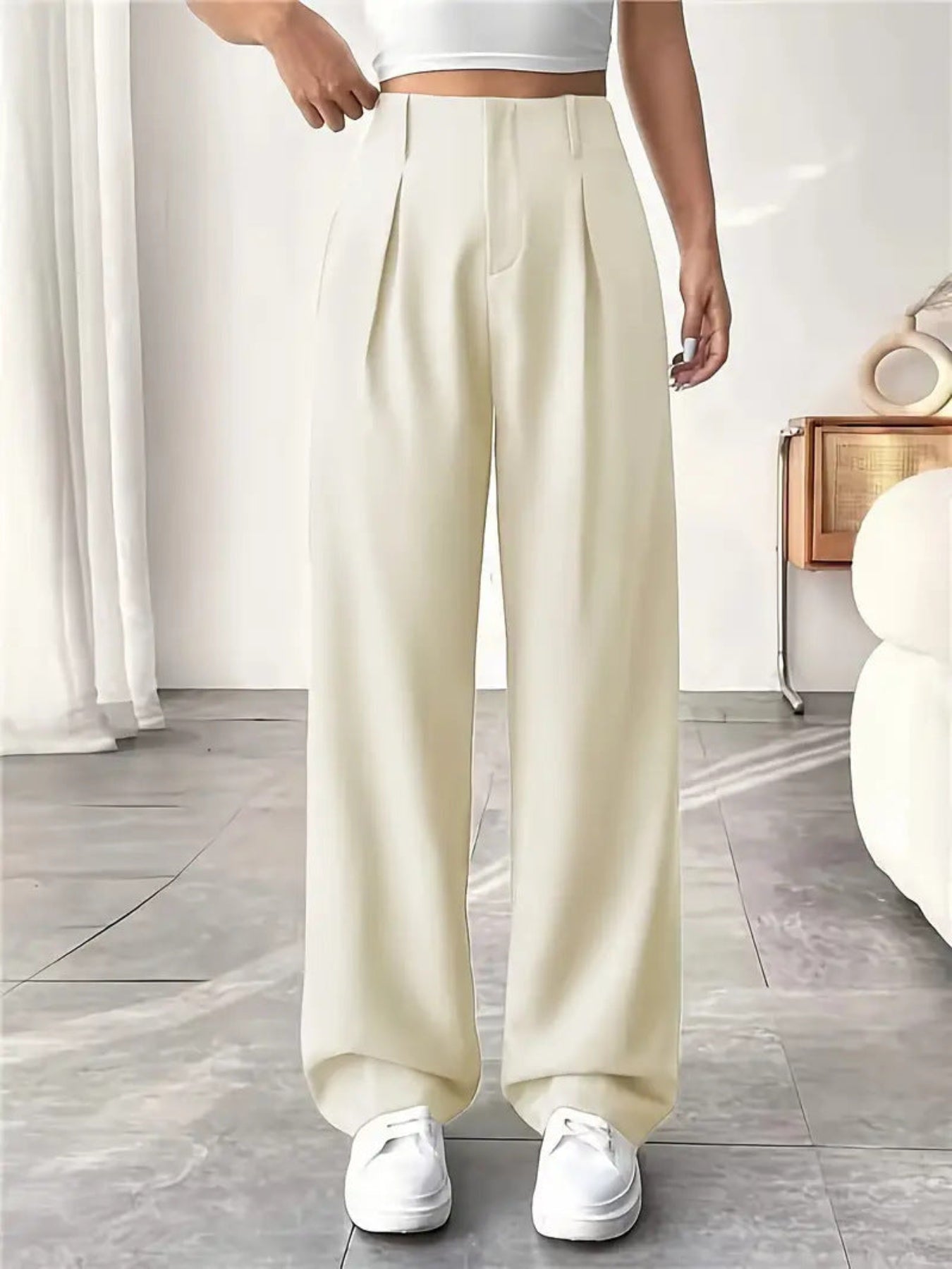 Anna | Elegant Pleated Wide-Leg Office Trouser