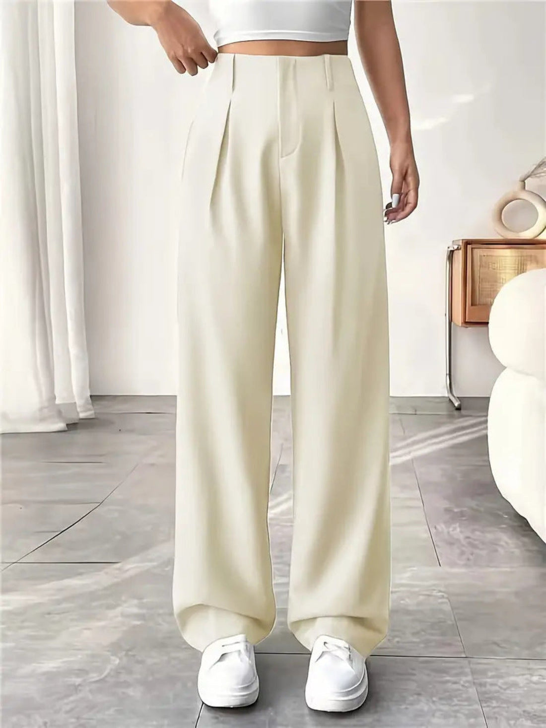 Anna | Elegant Pleated Wide-Leg Office Trouser