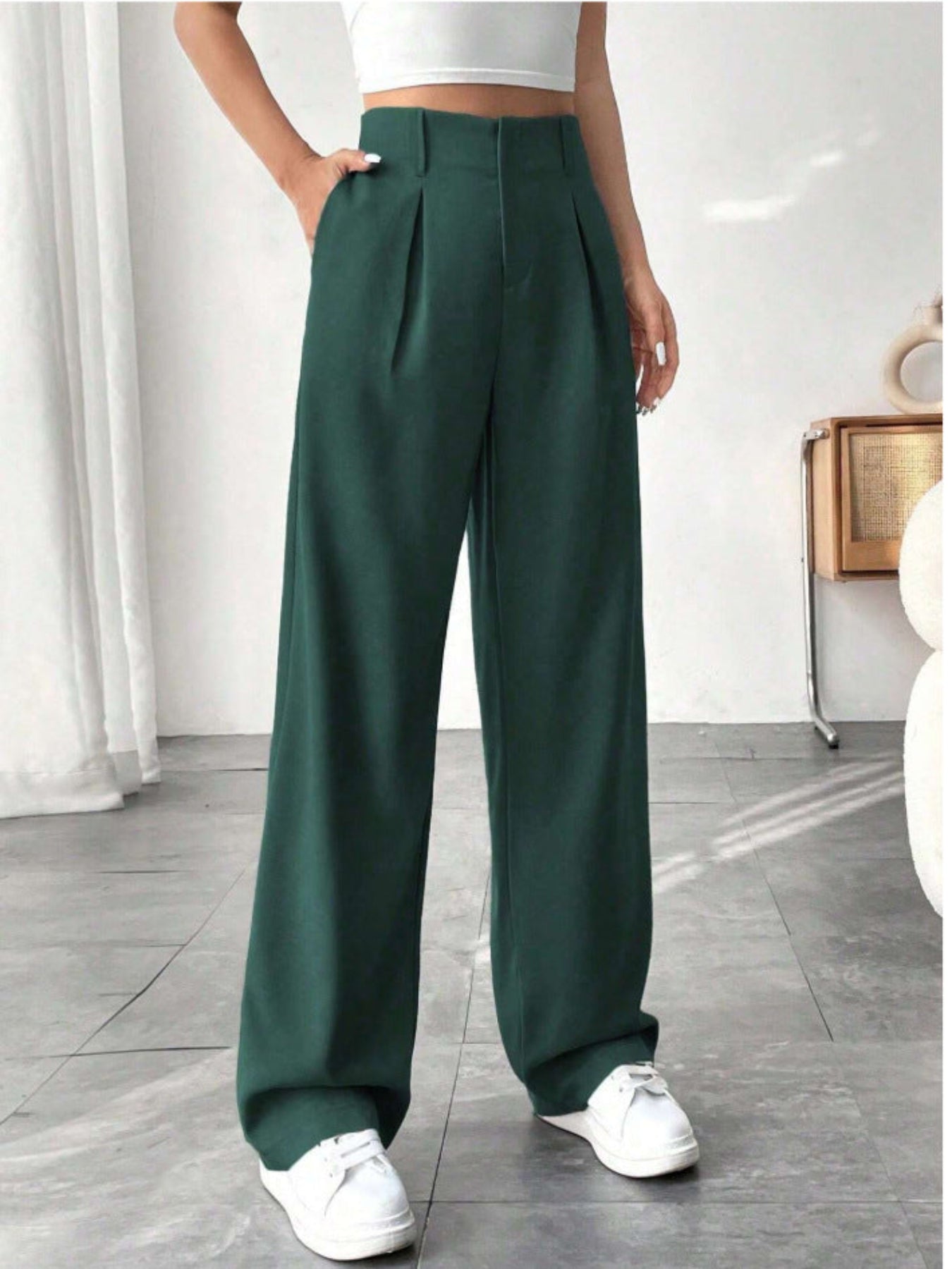 Anna | Elegant Pleated Wide-Leg Office Trouser