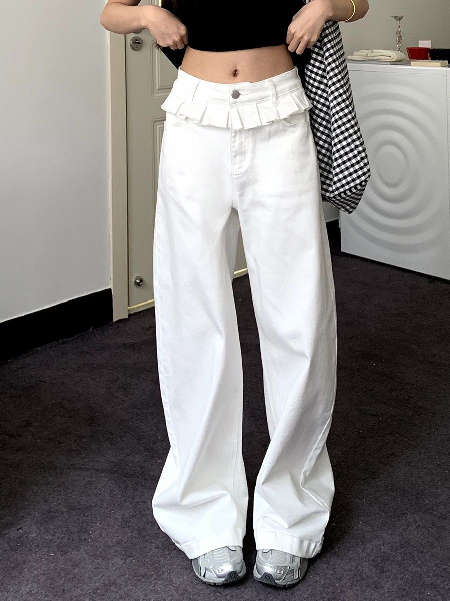 Kylie | Elegant Lace-Trimmed Wide-Leg Jeans