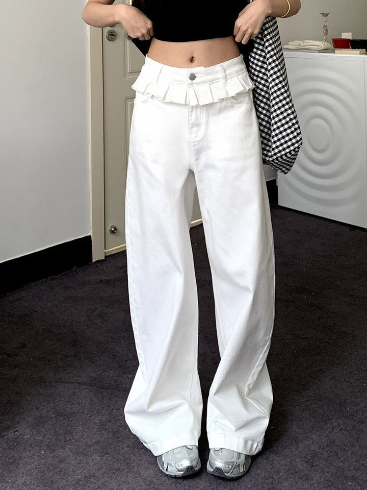 Kylie | Elegant Lace-Trimmed Wide-Leg Jeans