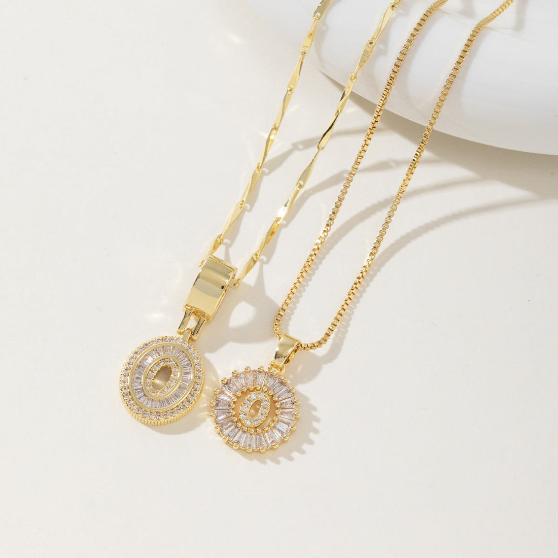 AISHA™ - Elegant 2-Pack Initial Letter Pendant Necklaces