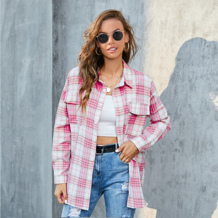 Tori | Vintage Plaid Button Down Long Sleeve Blouse