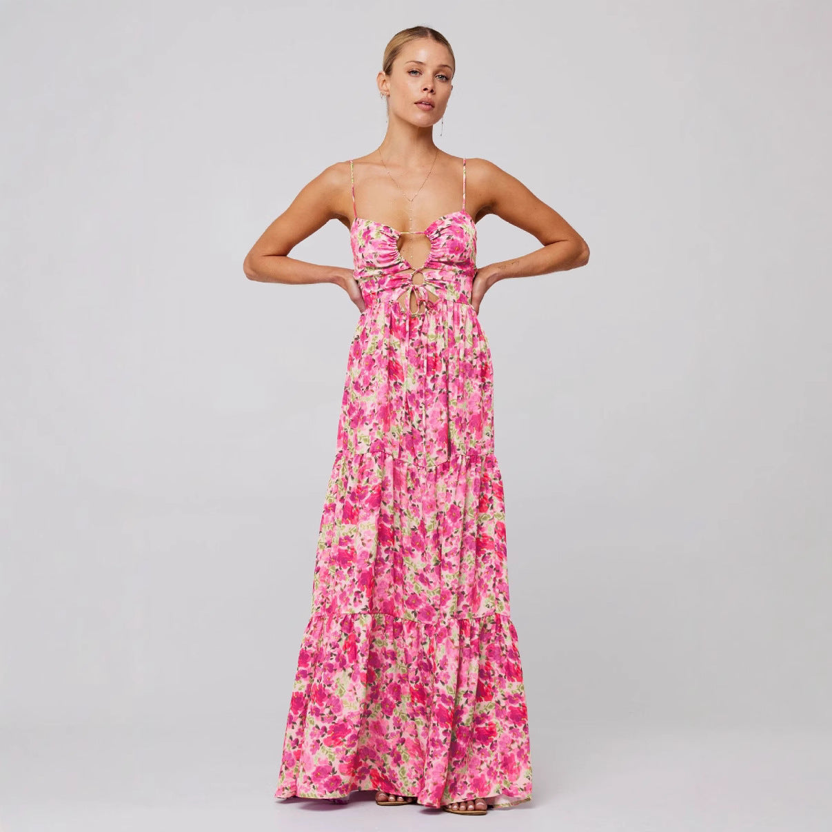 Marsha | Chic Sleeveless Cross Tie-Up Front Summer Maxi Dress