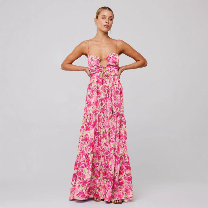 Marsha | Chic Sleeveless Cross Tie-Up Front Summer Maxi Dress