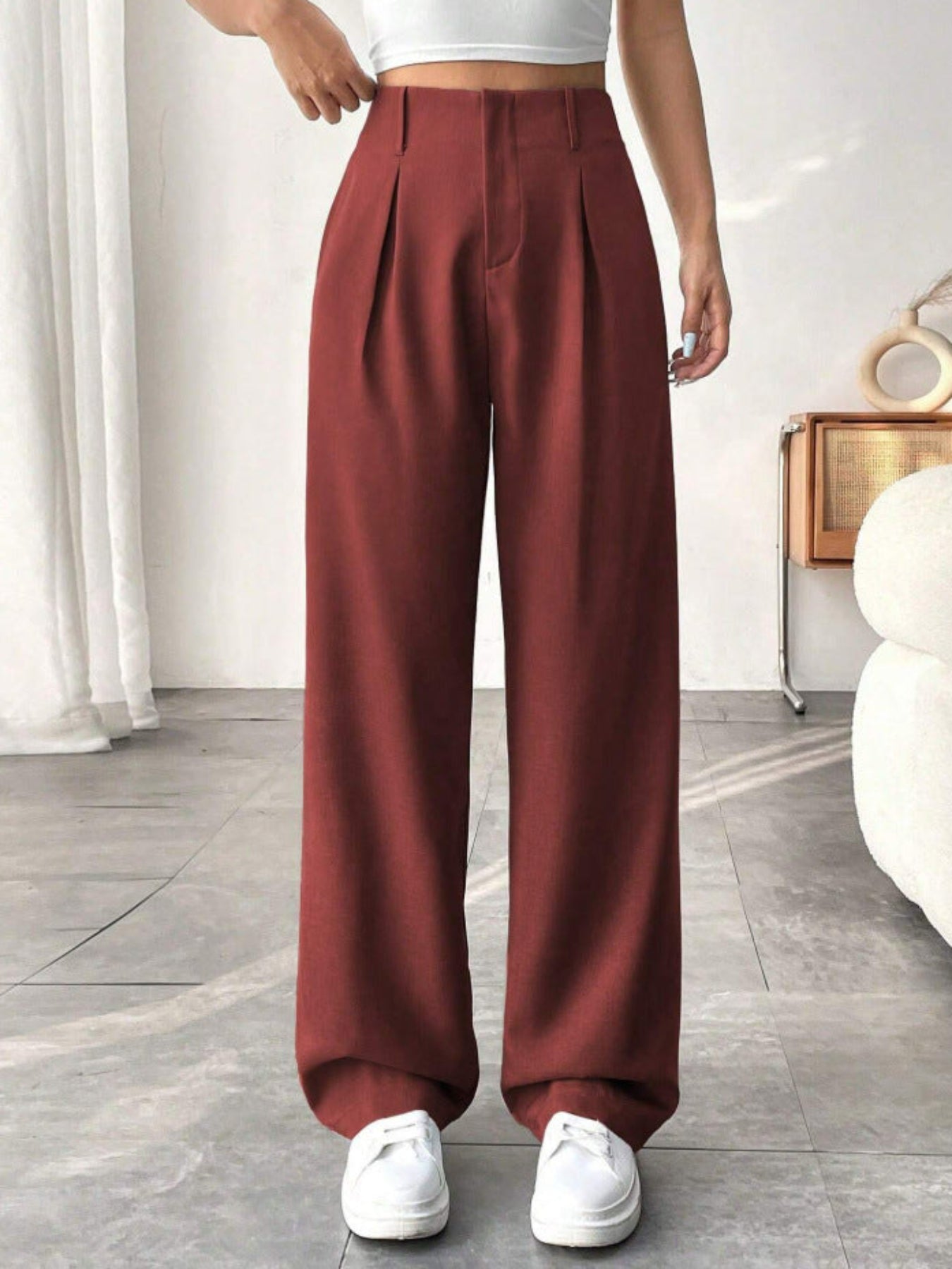 Anna | Elegant Pleated Wide-Leg Office Trouser