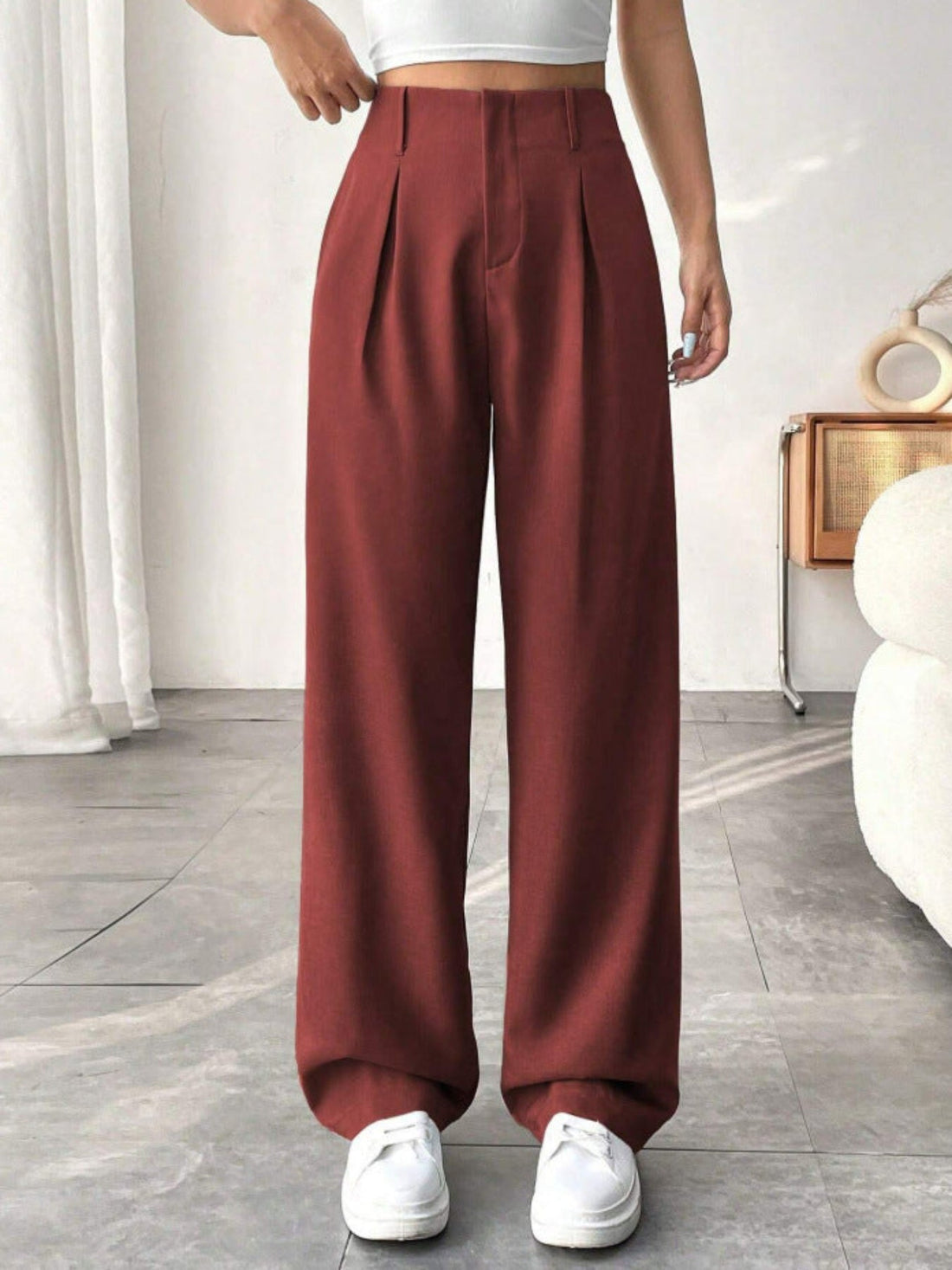 Anna | Elegant Pleated Wide-Leg Office Trouser