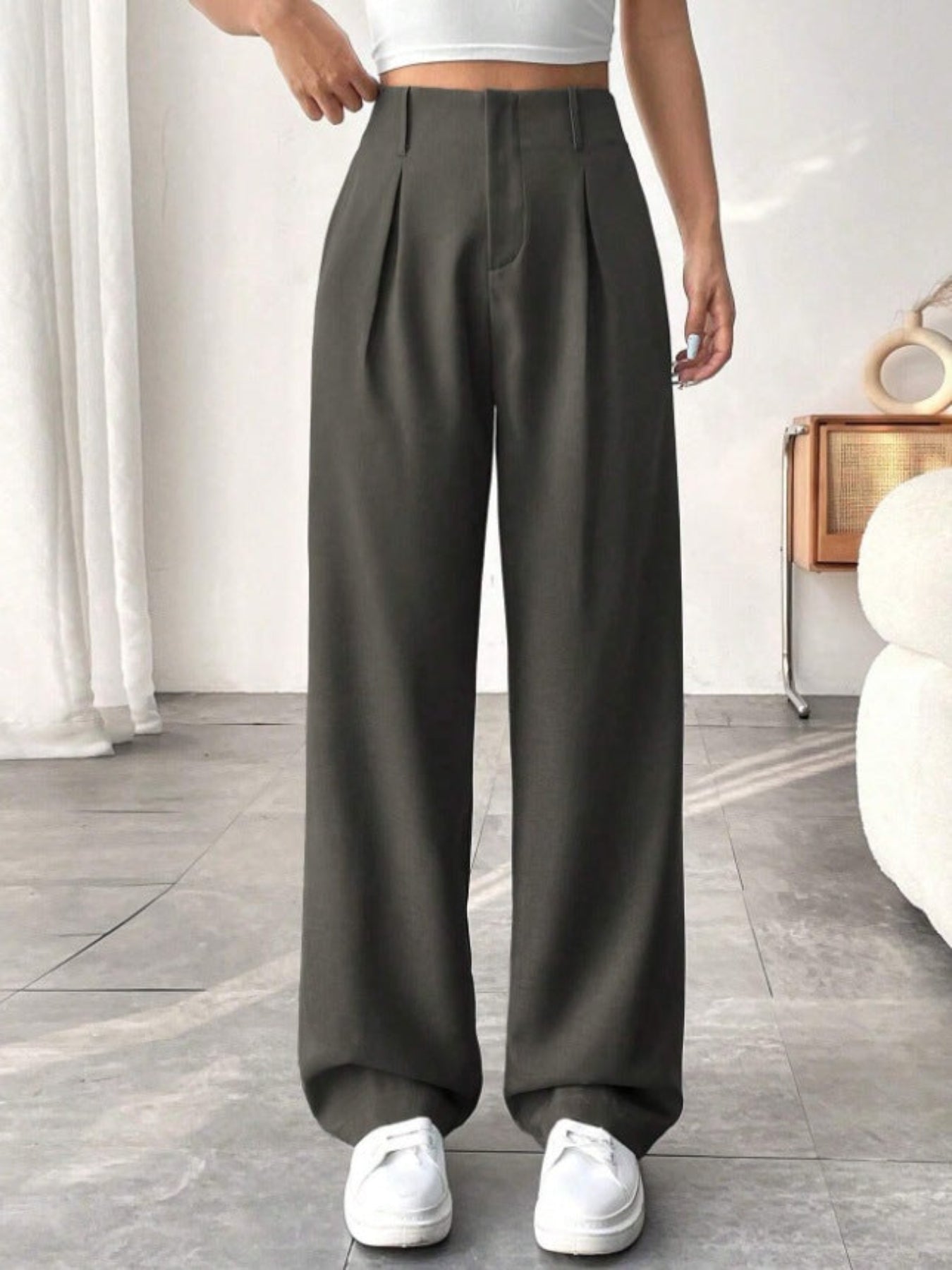 Anna | Elegant Pleated Wide-Leg Office Trouser