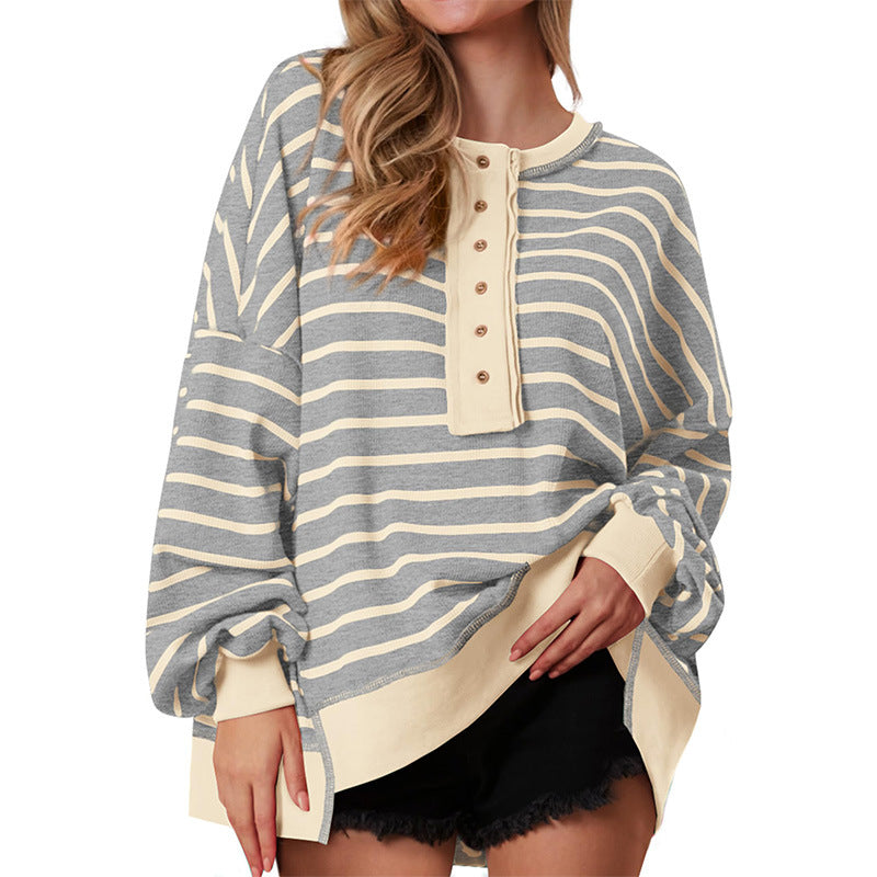 Leslie | Casual Oversized Striped Long Sleeve Sweatshirt