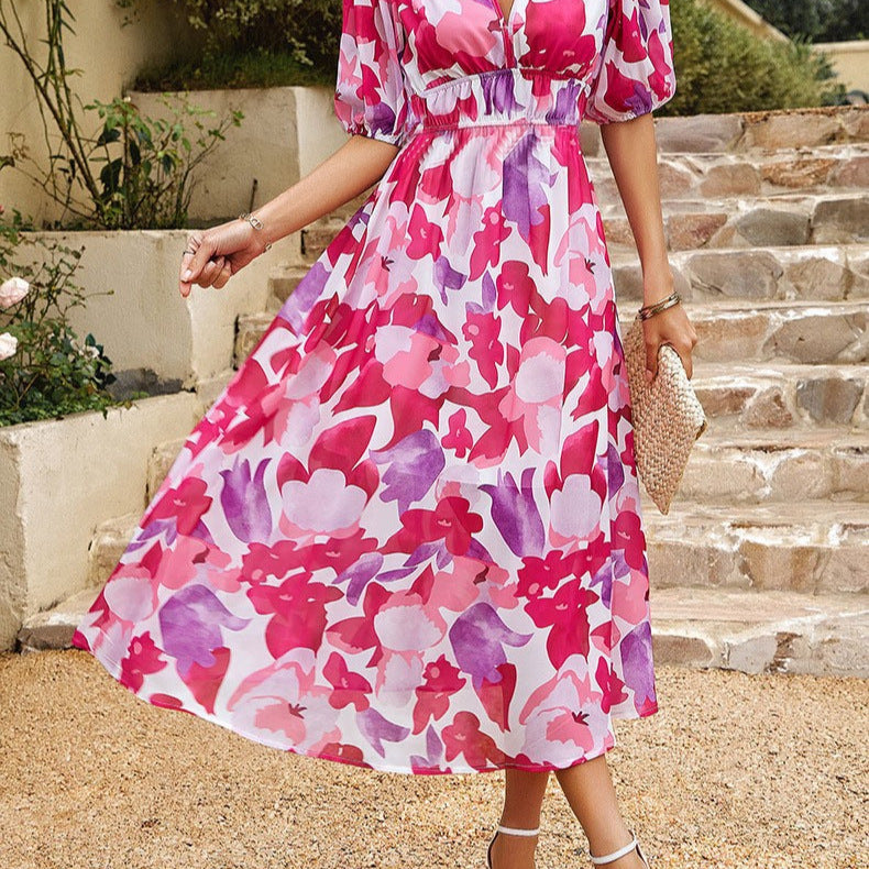 Lucie | Elegant Comfort Floral Midi Dress