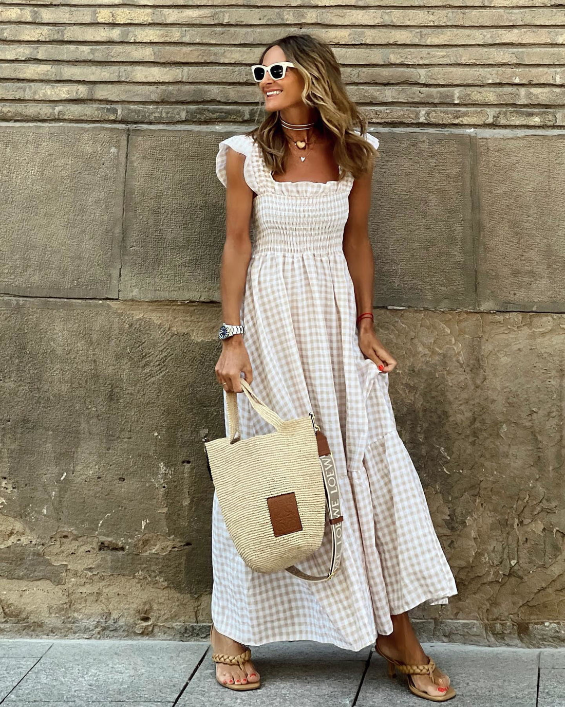 Nancy | Chic Retro Plaid Smocked Dress