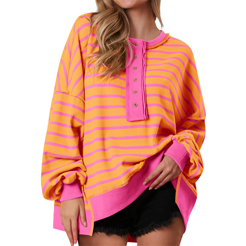 Leslie | Casual Oversized Striped Long Sleeve Sweatshirt