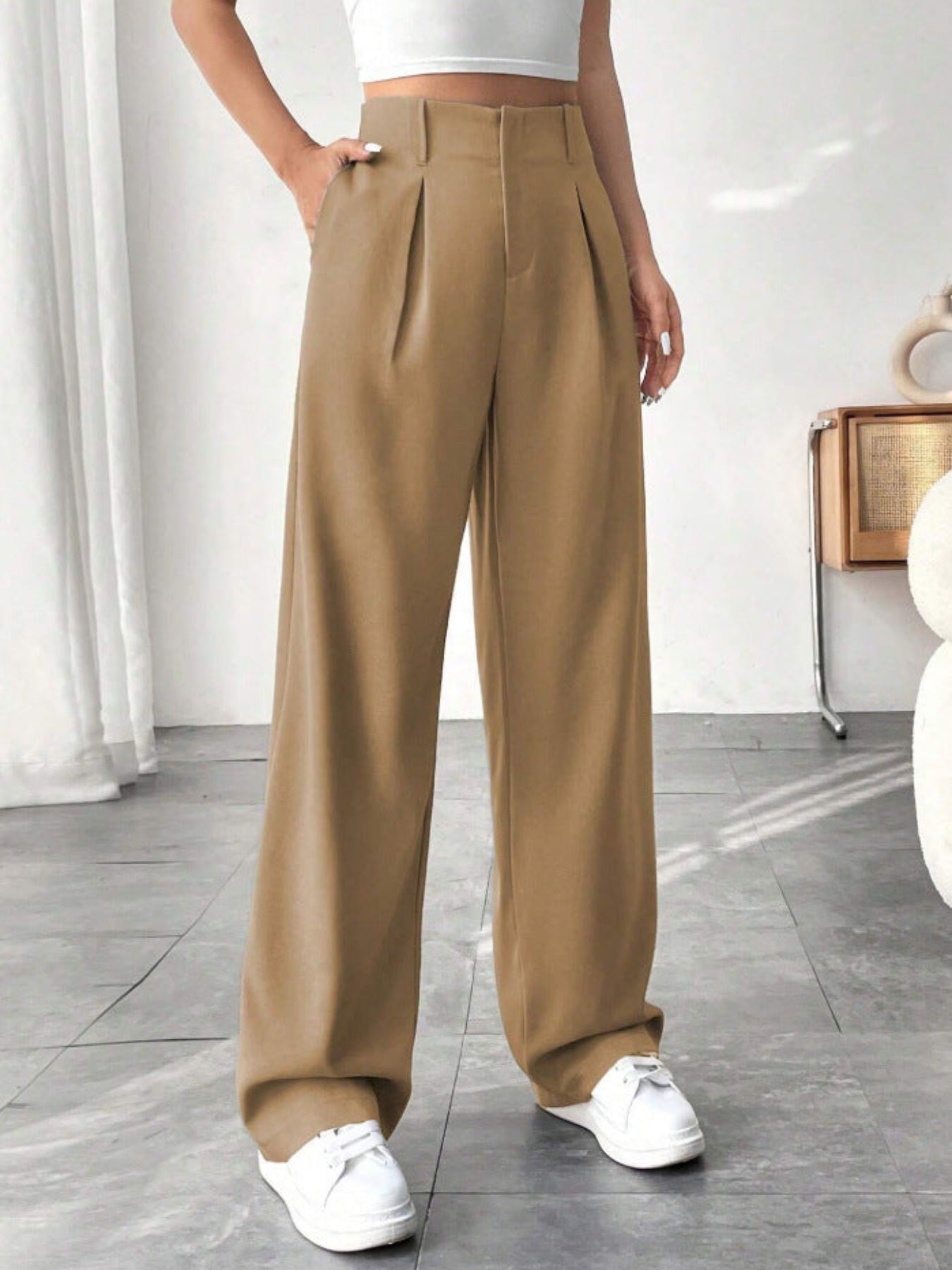 Anna | Elegant Pleated Wide-Leg Office Trouser