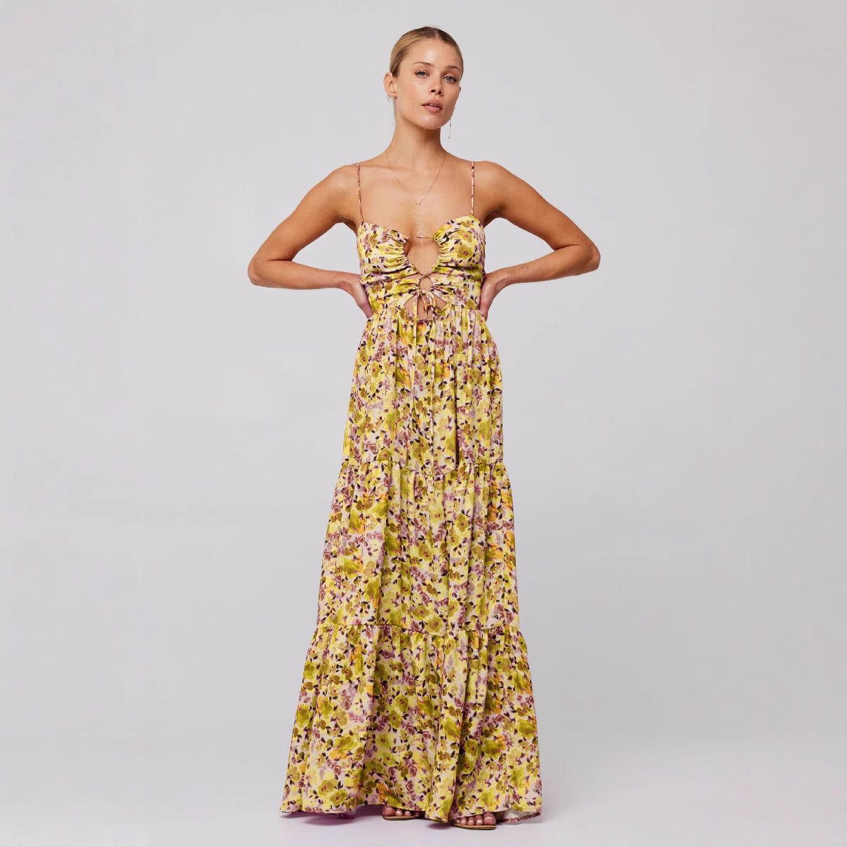 Marsha | Chic Sleeveless Cross Tie-Up Front Summer Maxi Dress
