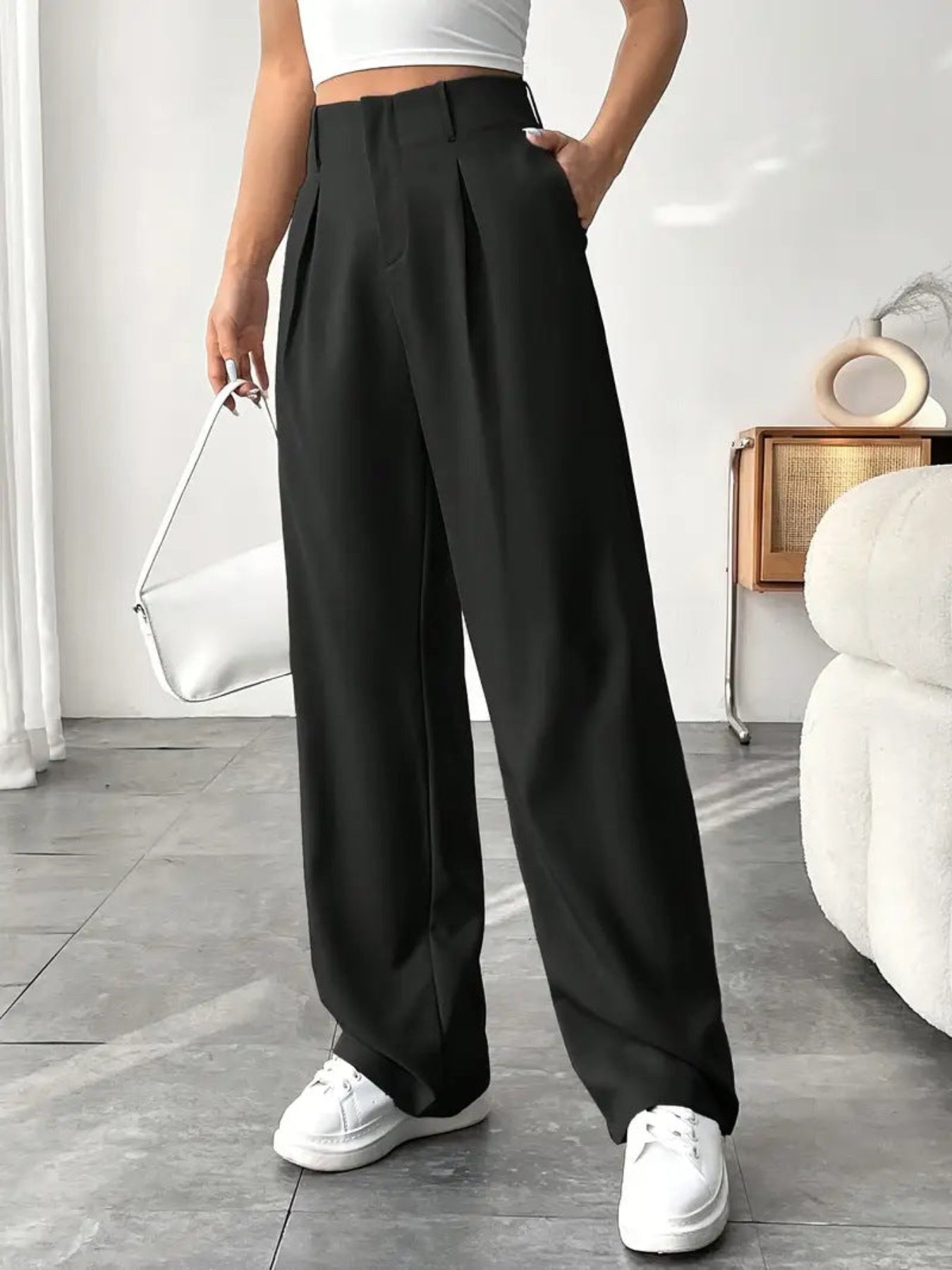 Anna | Elegant Pleated Wide-Leg Office Trouser