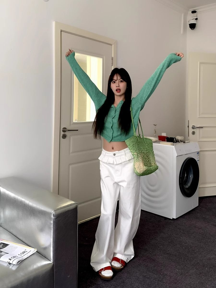 Kylie | Elegant Lace-Trimmed Wide-Leg Jeans