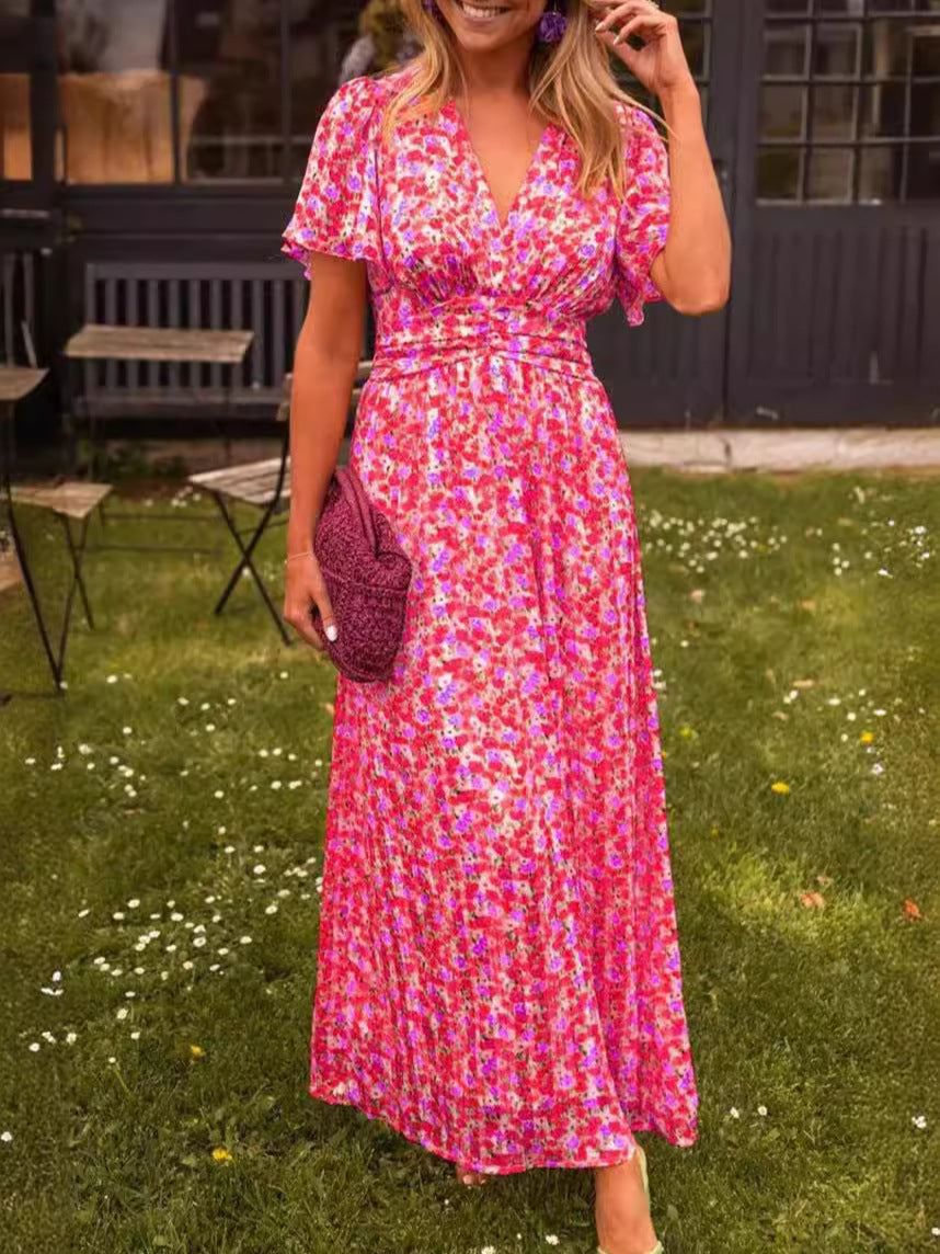 Emmeline | Floral V-Neck Midi Dress