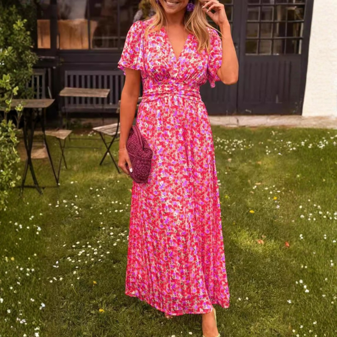Emmeline | Floral V-Neck Midi Dress